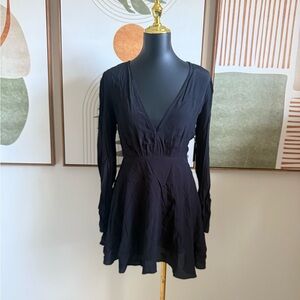 Lovers + Friends Black Mini Long Sleeve Dress